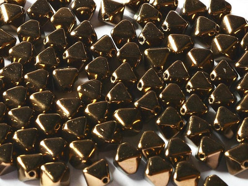 Bicone Beads 6 mm, Jet Bronze, Czech Glass