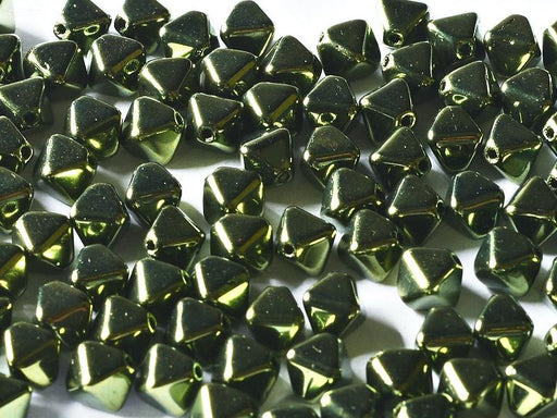 Bicone Beads 6 mm, Jet Red Luster, Czech Glass