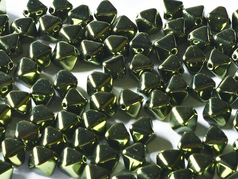 Bicone Beads 6 mm, Jet Red Luster, Czech Glass