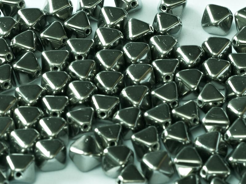 Bicone Beads 6 mm, Jet Full Chrome, Czech Glass