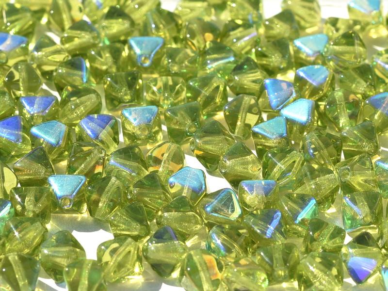 Bicone Beads 6 mm, Olivine AB, Czech Glass