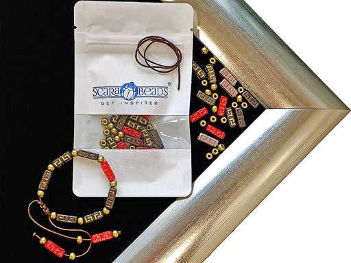 DIY Sliding Clasp Bracelet Kit using multi-colored Celtic Block Beads and Pony Pressed Beads with gold accents.