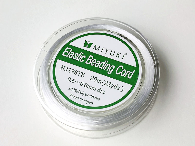 1 pc Elastic Beading Cords 20 m x 0.6-0.8 mm, White, Miyuki, Polyurethane, Japan