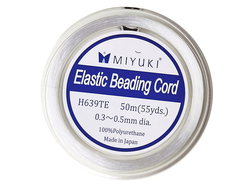 1 pc Elastic Beading Cords 50 m x 0.3-0.5 mm, White, Miyuki, Polyurethane, Japan