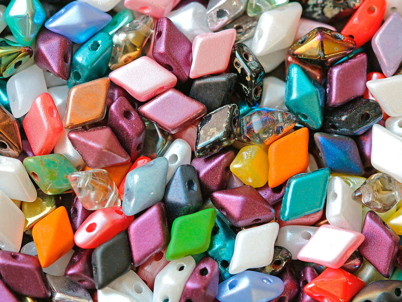 30 pcs Diamonduo™ Beads 5x8 mm, 2 Holes, Mix, Czech Glass
