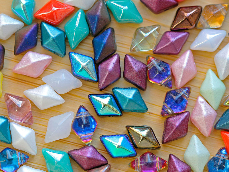 30 pcs Diamonduo™ Beads 5x8 mm, 2 Holes, Mix, Czech Glass