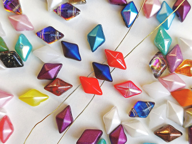 30 pcs Diamonduo™ Beads 5x8 mm, 2 Holes, Mix, Czech Glass