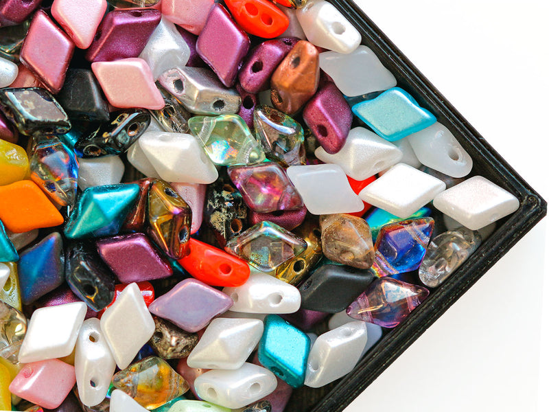 30 pcs Diamonduo™ Beads 5x8 mm, 2 Holes, Mix, Czech Glass