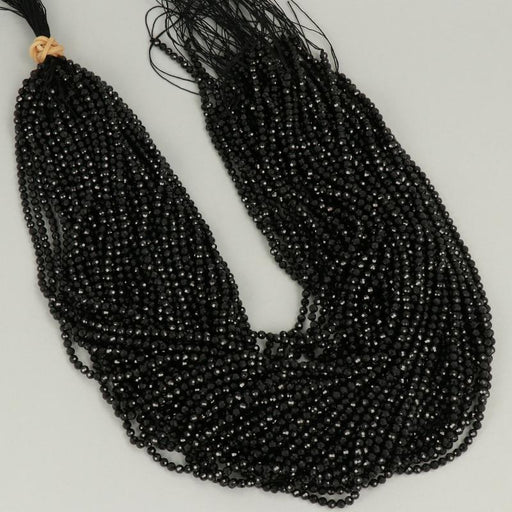Gemstone Beads 3 mm, Black Spinel Round Faceted,