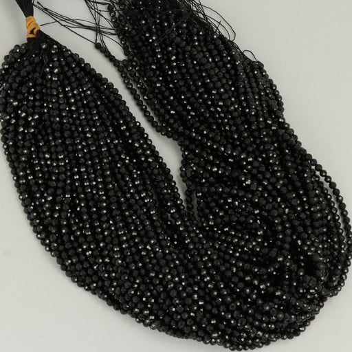 Gemstone Beads 4 mm, Black Spinel Round Faceted,