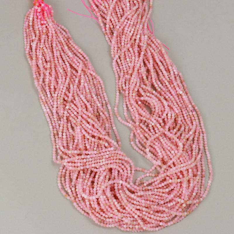 Gemstone Beads 2 mm, Pink Opal Peru Round Faceted,