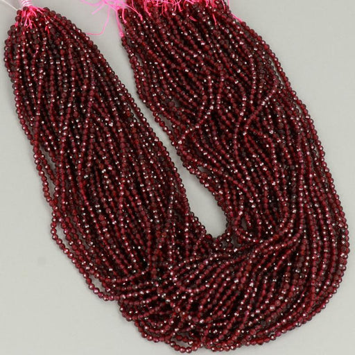 Gemstone Beads 3 mm, Red Gamet Round Faceted,