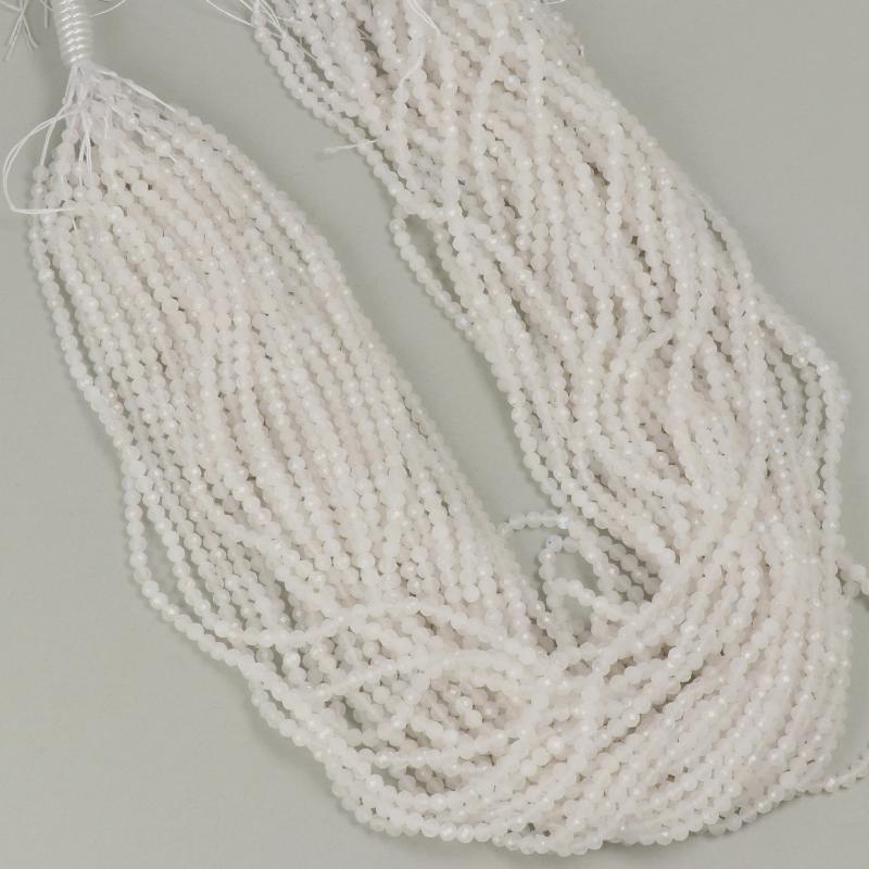 Gemstone Beads 3x3.5 mm, White Moonstone Round Faceted,