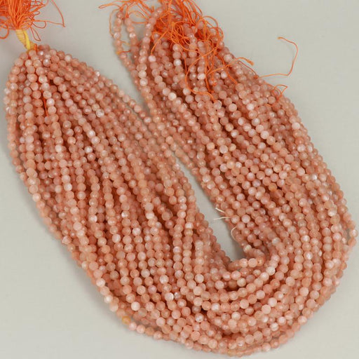 Gemstone Beads 4.5 mm, Peach Moonstone Round Faceted,