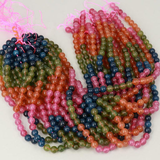 Gemstone Beads 8 mm, Dyed Jade Mix Color Round Smooth,
