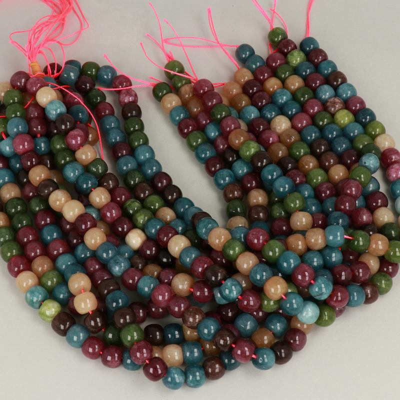 Gemstone Beads 10x8 mm, Dyed Jade Mix Color Rondella Smooth,