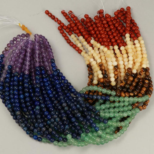 Gemstone Beads 6 mm, Mix Gemstone 7 Chakra Round Smooth,
