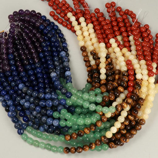 Gemstone Beads 8 mm, Mix Gemstone 7 Chakra Round Smooth,
