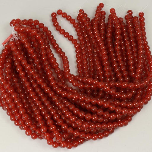 Gemstone Beads 8 mm, Red Agate Round Smooth,