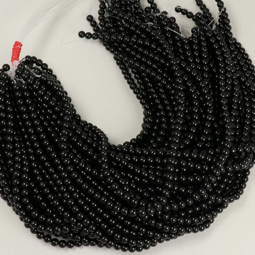 Gemstone Beads 6 mm, Onyx Black Round Smooth,