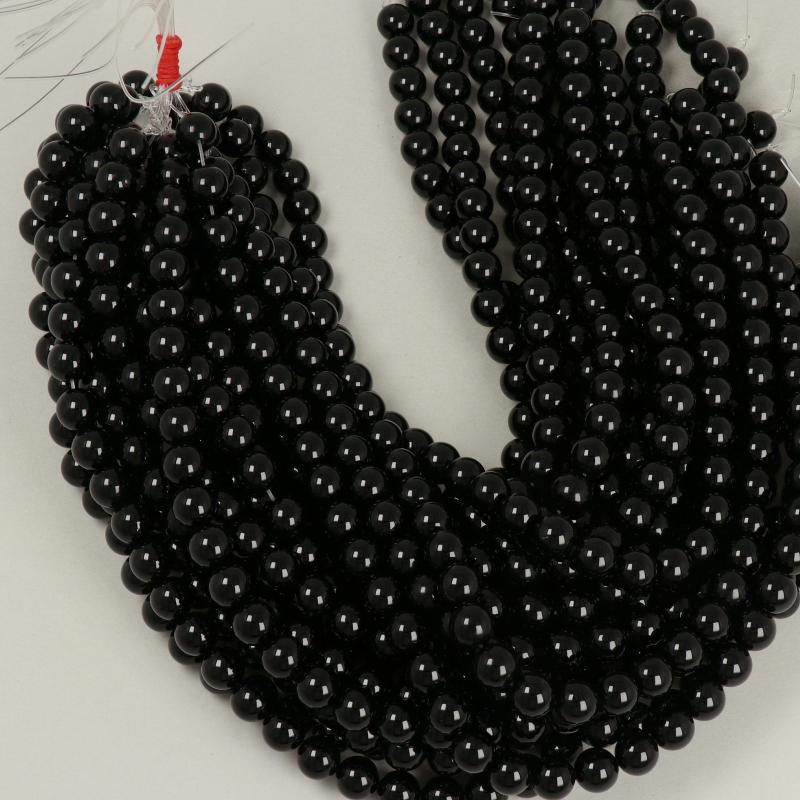 Gemstone Beads 10 mm, Onyx Black Round Smooth,