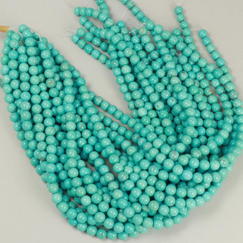 Gemstone Beads 8 mm, Howlite Turquoise Blu Round Smooth,