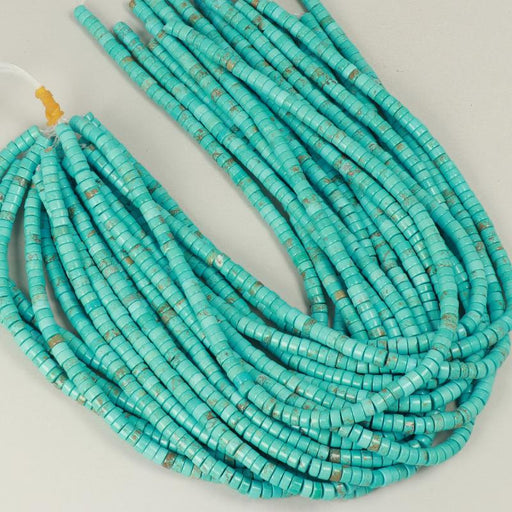 Gemstone Beads 6x3 mm, Howlite Turquoise Blu Heishi,