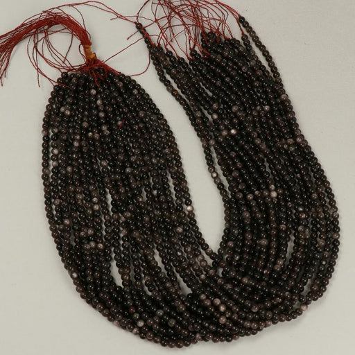 Gemstone Beads 4 mm, Obsidiana Silver Round Smooth,