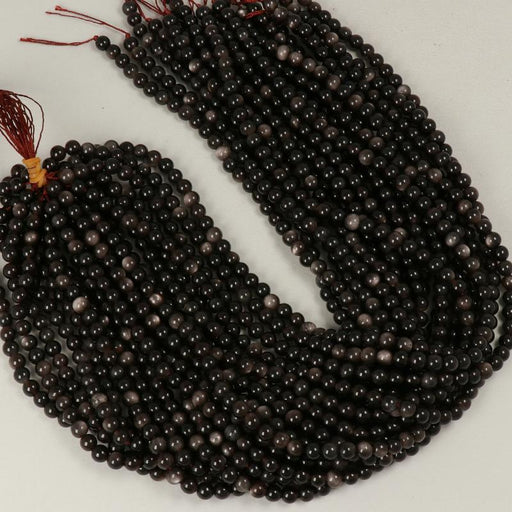 Gemstone Beads 6 mm, Obsidiana Silver Round Smooth,