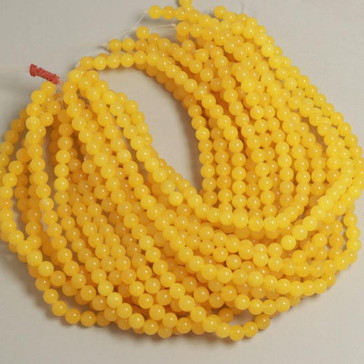 Gemstone Beads 8 mm, Dyed Jade Yellow Round Smooth,