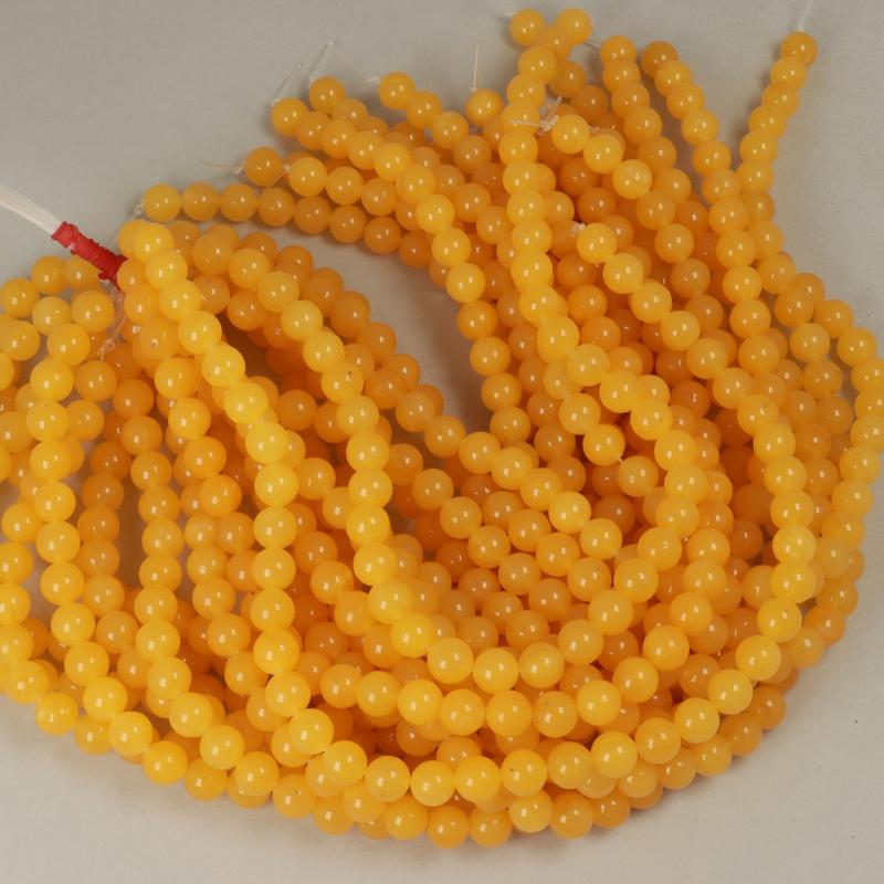 Gemstone Beads 10 mm, Dyed Jade Yellow Round Smooth,