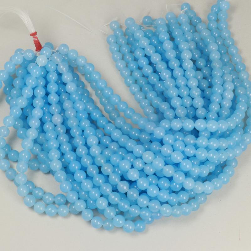 Gemstone Beads 10 mm, Dyed Jade Aquamarine Round Smooth,