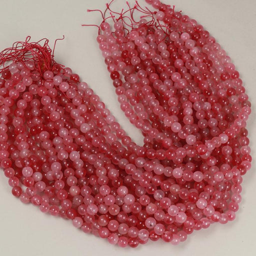 Gemstone Beads 8 mm, Dyed Jade Red Strawberry Round Smooth,