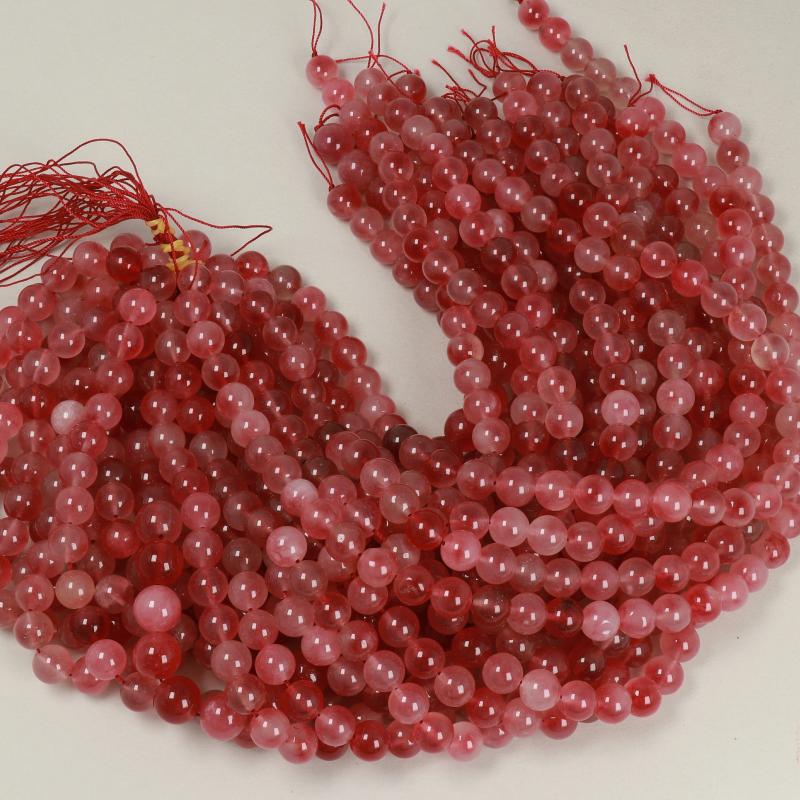 Gemstone Beads 10 mm, Dyed Jade Red Strawberry Round Smooth,