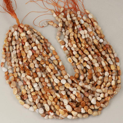 Gemstone Beads 8x6 mm, Coral Fossil Nugget Smooth,