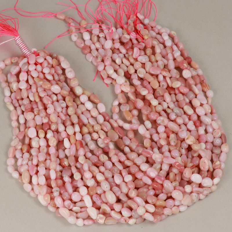 Gemstone Beads 8x6 mm, Pink Opal Peru Nugget,