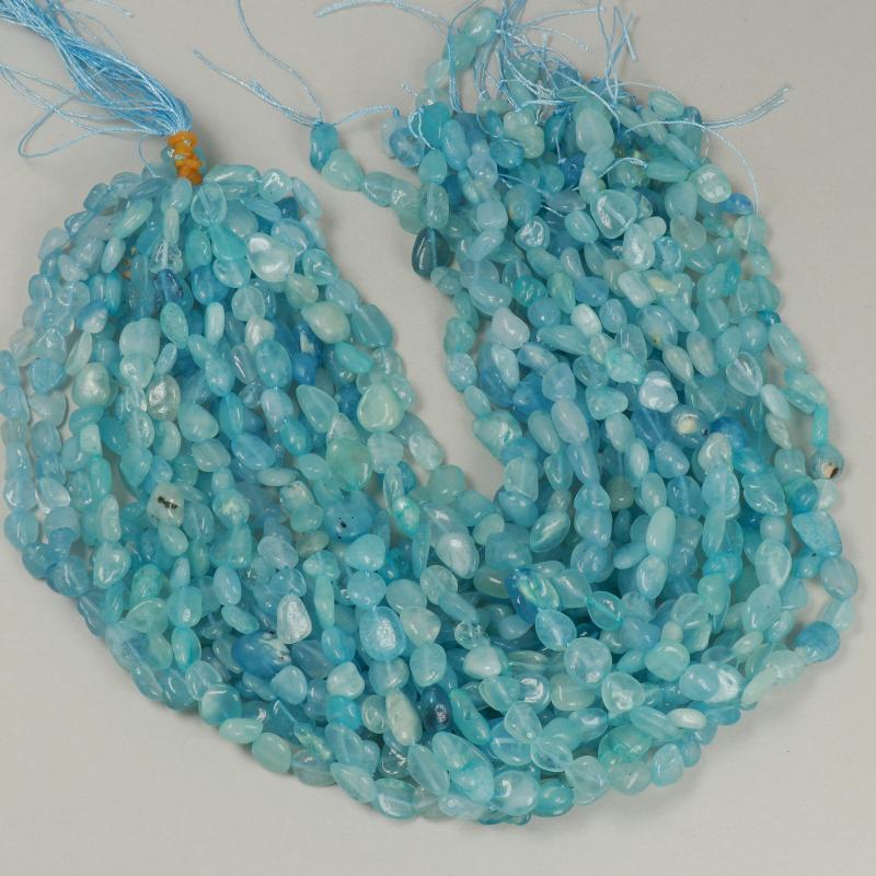 Gemstone Beads 10x8 mm, Aquamarine Nugget Smooth,
