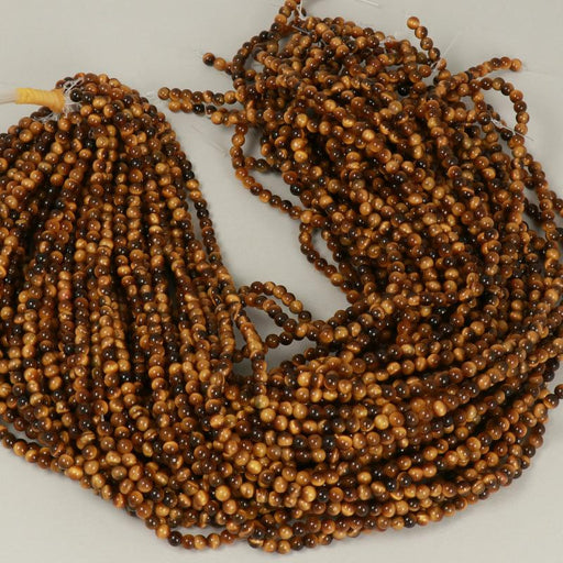 Gemstone Beads 4 mm, Yellow Tiger Eye Round Smooth,