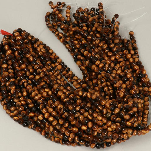 Gemstone Beads 6 mm, Yellow Tiger Eye Round Smooth,