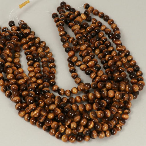 Gemstone Beads 8 mm, Yellow Tiger Eye Round Smooth,