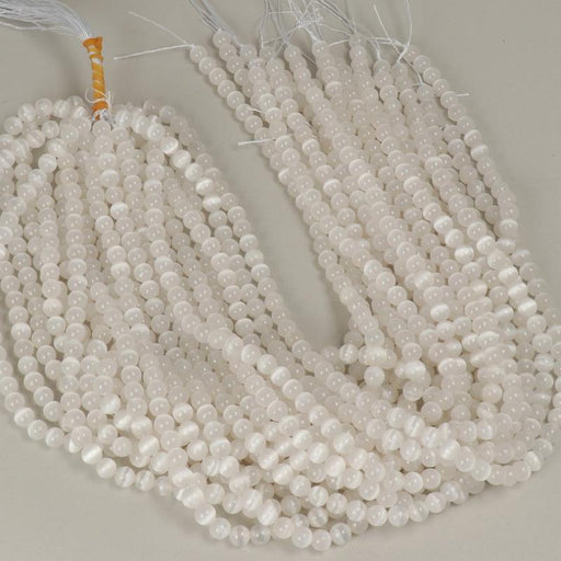 Gemstone Beads 6x7 mm, Selenite Round Smooth,