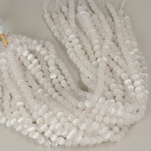 Gemstone Beads 8x9 mm, Selenite Round Smooth,