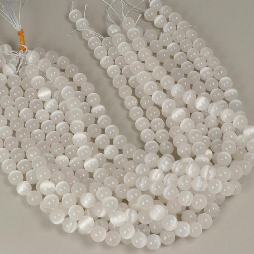 Gemstone Beads 10x11 mm, Selenite Round Smooth,