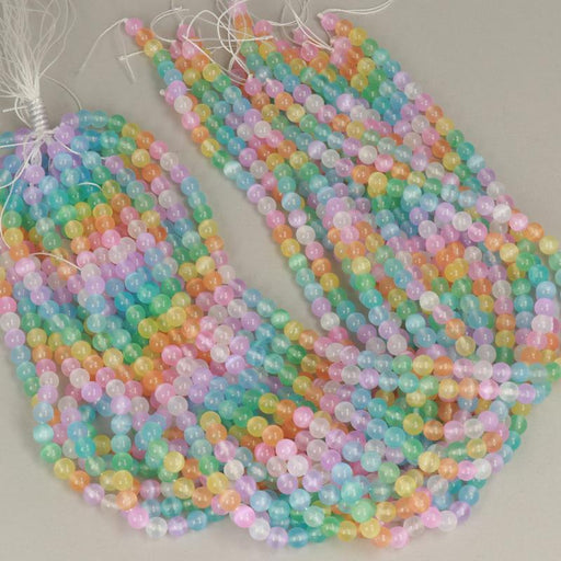 Gemstone Beads 6 mm, Selenite Mix Color Round Smooth,