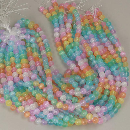 Gemstone Beads 8 mm, Selenite Mix Color Round Smooth,