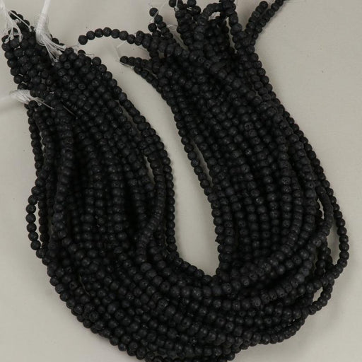 Gemstone Beads 4x5 mm, Lava Black Round,
