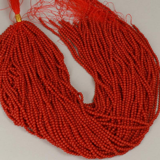 Gemstone Beads 3.5 mm, Coral Bamboo Red Round Smooth,