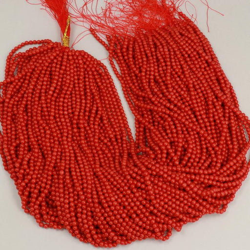 Gemstone Beads 4 mm, Coral Bamboo Red Round Smooth,