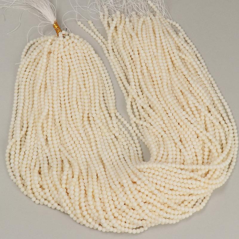 Gemstone Beads 3.5 mm, Coral Bamboo Bianco Round Smooth,