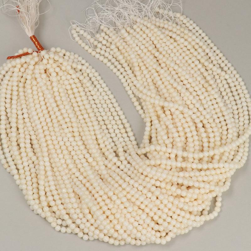 Gemstone Beads 4.5 mm, Coral Bamboo Bianco Round Smooth,